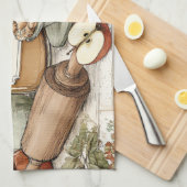 Vintage-Design Apfelbutter & Apfelkuchen. Geschirrtuch (Viertel Falte)