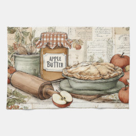 Vintage-Design Apfelbutter & Apfelkuchen.  Geschirrtuch