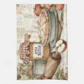 Vintage-Design Apfelbutter & Apfelkuchen. Geschirrtuch (Vertikal)