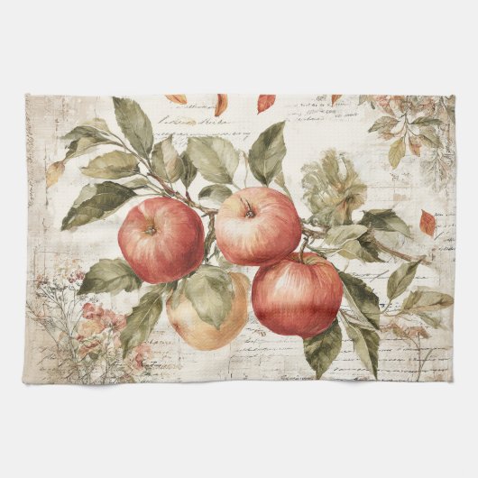 Vintage design Apple branch Geschirrtuch (Horizontal)