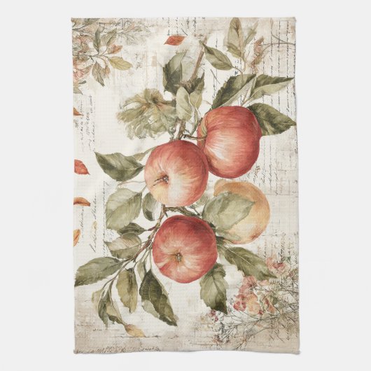 Vintage design Apple branch Geschirrtuch (Vertikal)