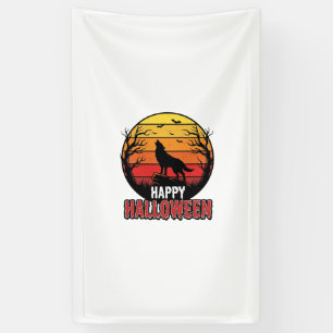 Vintage-Design eines heulenden Wolfes zum Happy Ha Banner