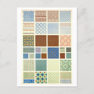 Vintage-Design für geometrischen Stoff/Textil Postkarte