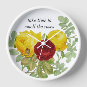 Vintage-Design Gelbe Rote Rosen  Uhr