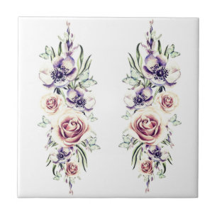 Vintage Design-Keramik Blume zeichnen Fliese