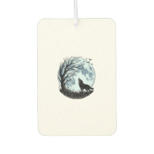 Vintage-Design mit heulendem Wolf und Mondbaum-Sil Autolufterfrischer