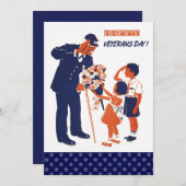 Vintage Design Veteranen Tagesflachkarten Dankeskarte (Vorne/Hinten)