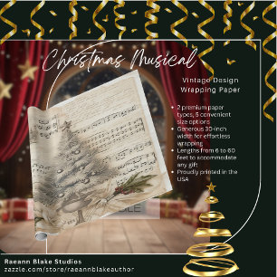 Vintage-Design-Weihnachts-Musikalisches Geschenkpa Geschenkpapier