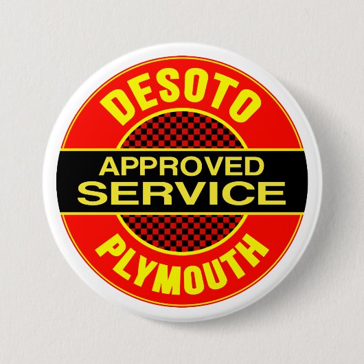 Vintage DeSoto-Service-Schild Button (Vorderseite)