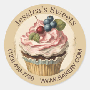 Vintage-Dessert-Bäcker-Torte-Caterer-Cupcake-Bäcke Runder Aufkleber