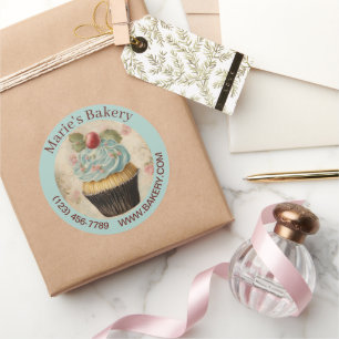 Vintage-Dessert-Bäcker-Torte-Catering-Cupcake-Bäck Runder Aufkleber