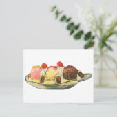 Vintage Desserts, Kirschen aus Bananengeflecht Postkarte (Stehend Vorderseite)