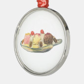 Vintage Desserts, Kirschen aus Bananengeflecht Silbernes Ornament (Links)
