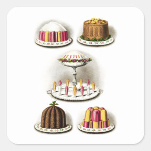 Vintage Desserts und Aufkleber für Backwaren