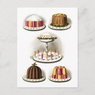 Vintage Desserts und Backwaren Postkarte