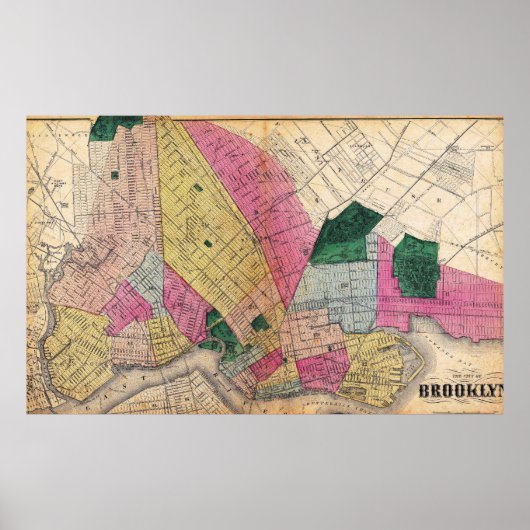 Vintage Detailed Brooklyn Map Poster (Vorne)