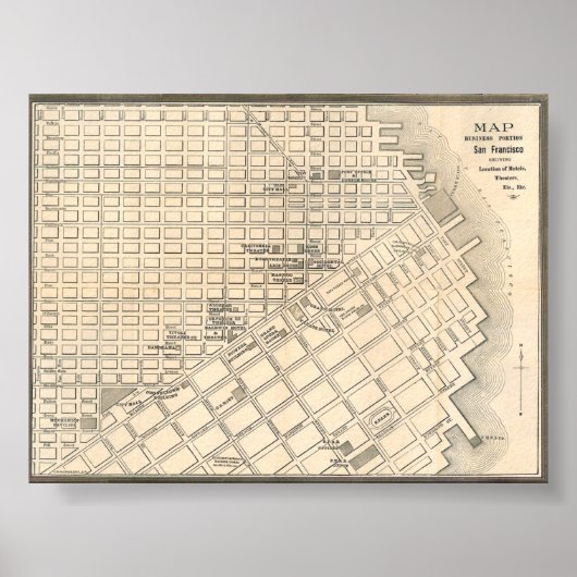 Vintage Detailed Golden San Francisco Map 1889 Poster (Vorne)