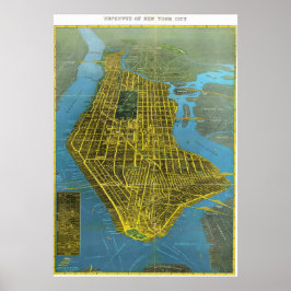 Vintage Detailed New York Map Poster 1934