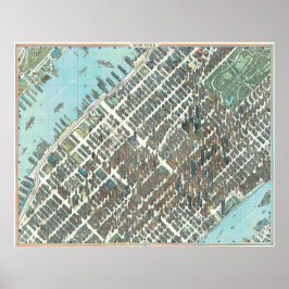Vintage Detailed New York Map Poster 1989