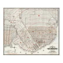 Vintage Detailed Railway San Francisco Map 1863