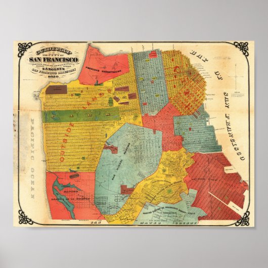 Vintage Detailed San Francisco Map 1876 Poster (Vorne)