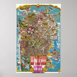 Vintage Detailed San Francisco Map Poster 1975