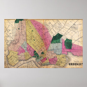 Vintage detaillierte Brooklyn-Karte Poster