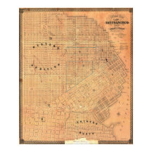Vintage detaillierte goldene San Francisco Karte 1