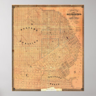 Vintage detaillierte goldene San Francisco Karte 1 Poster