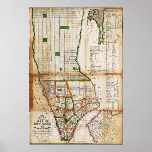 Vintage detaillierte New York-Karte Poster 1832 (Vorne)