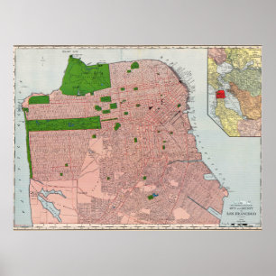 Vintage detaillierte San Francisco-Karte Poster 19