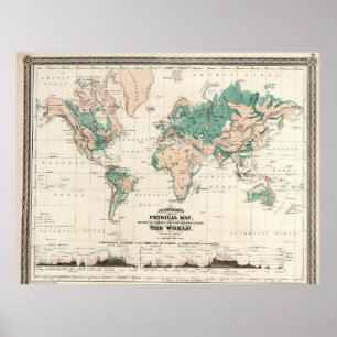 Vintage detaillierte Weltkarte Poster
