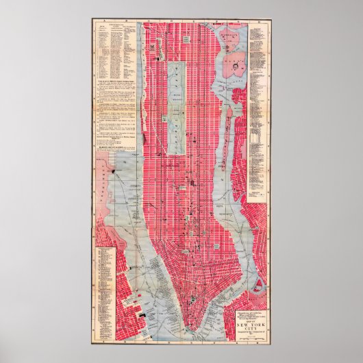 Vintage detaillierter New York Stadtplan Poster 18 (Vorne)