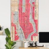 Vintage detaillierter New York Stadtplan Poster 18 (Heimbüro)