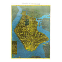 Vintage detailliertes New York Stadtplanposter 193