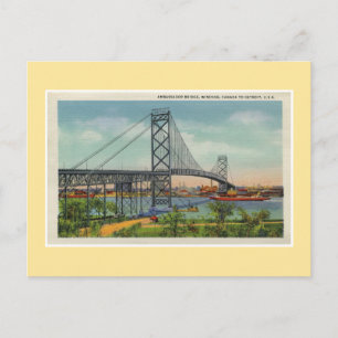 Vintage Detroit Ambassador Brücke Windsor Kanada Postkarte