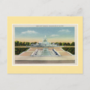 Vintage Detroit Belle Isle Gedenkbrunnen Postkarte