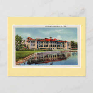 Vintage Detroit Belle Isle Kasino Lagune Postkarte