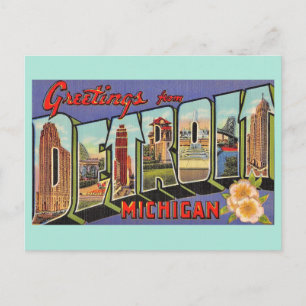 Vintage-Detroit-Michigan-Gruß Postkarte