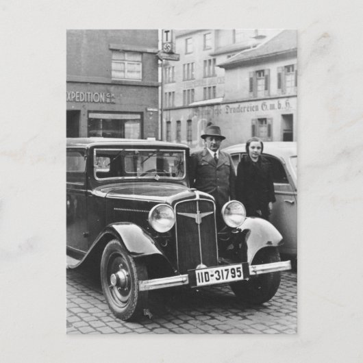 Vintage deutsche Auto Postkarte (Vorderseite)