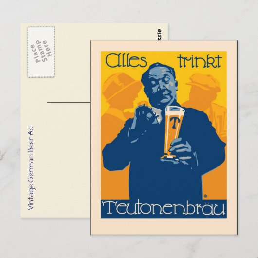 Vintage deutsche Bierwerbung Postkarte (Vorne/Hinten)