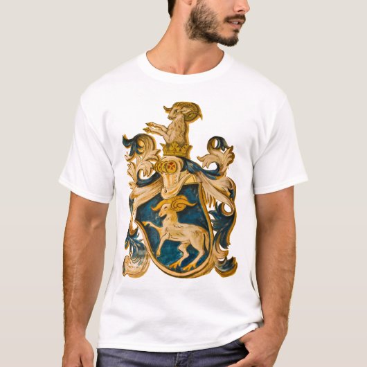 Vintage deutsche Blue-Aries-Wappen T-Shirt (Vorderseite)
