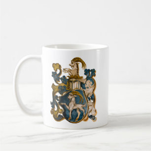 Vintage Deutsche Blue & Gold Kapricorn-Wappen Kaffeetasse