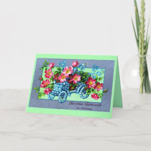 Vintage deutsche Blumen Auto Alles Gute zum Geburt Karte