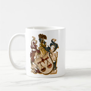 Vintage Deutsche Braun- und Gold Waage-Wappen Kaffeetasse