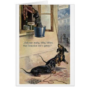 Vintage - Deutsche Dachshunde stehlen Wurst,