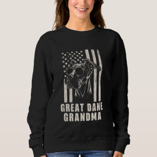 Vintage Deutsche-Dane-Hund-Oma-Amerikanische-Flagg Sweatshirt