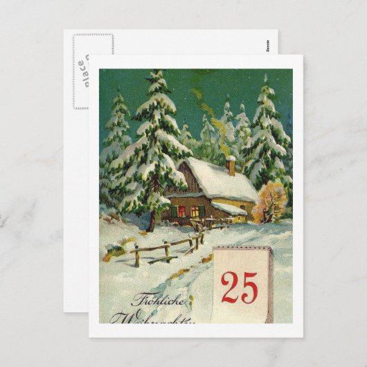 Vintage deutsche frohe Weihnachten (Vorne/Hinten)