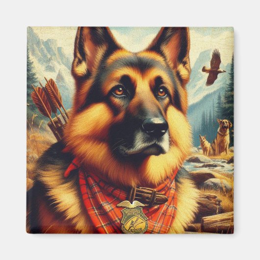 Vintage deutsche Hirtenmalerei Magnet (Vorne)