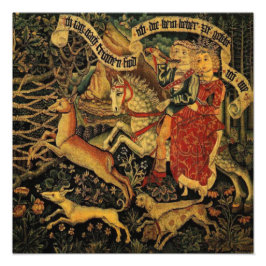 Vintage Deutsche Mittelalterliche Renaissance Lieb Fotodruck